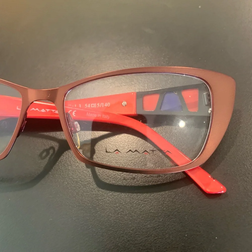 LA MATTA LM3102 Col 3. Burgundy Stainless Steel 54mm Ladies Cateye Glasses